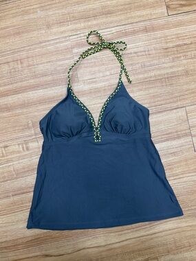 Converse Y2K Inspired Tankini Top Gray Yellow Halter Babydoll Size M